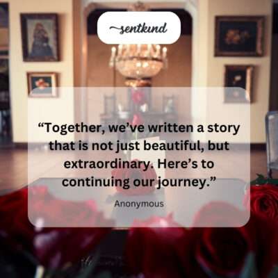 Two hearts connected by a flowing line forming a story.