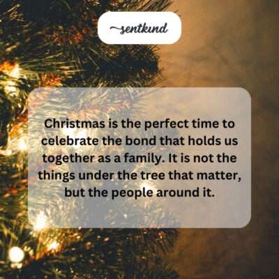 Christmas celebrates family bonds; people matter more than presents.