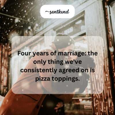 Four years married, united by pizza.