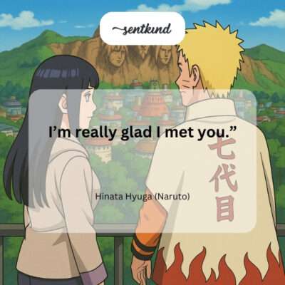 An anime illustration shows Hinata Hyuga from Naruto with her signature Byakugan, looking shyly yet affectionately towards someone off-screen.