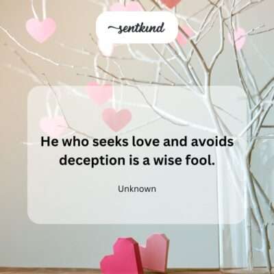 "He who seeks love and avoids deception is a wise fool."