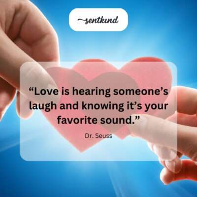 An ear with a heart symbol inside, capturing the sound waves of a joyful laugh.