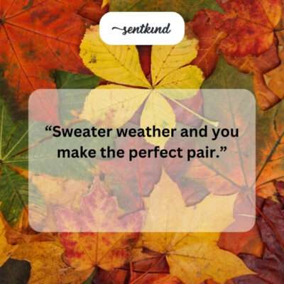 Couple bundled in sweaters, close together.