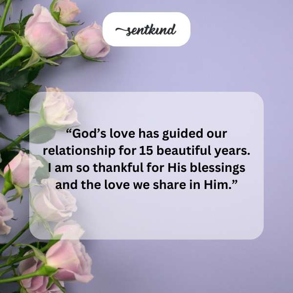 A loving couple celebrates their 15th anniversary, symbolizing patience and kindness.