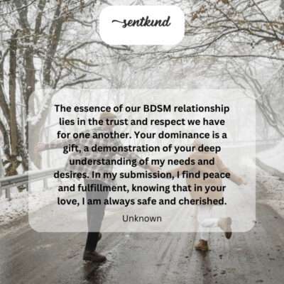 BDSM, dominance as understanding, submission as fulfillment.