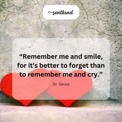 A fading figure accompanied by a smile rather than tears.