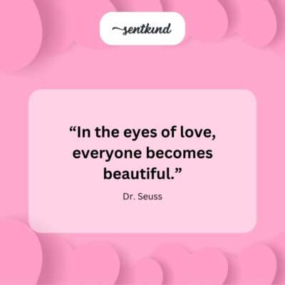 A pair of loving eyes viewing diverse individuals, all appearing radiant.