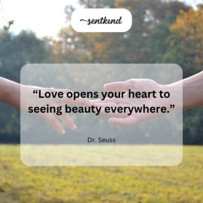 A heart-shaped lens revealing a world filled with vibrant colors and beauty.