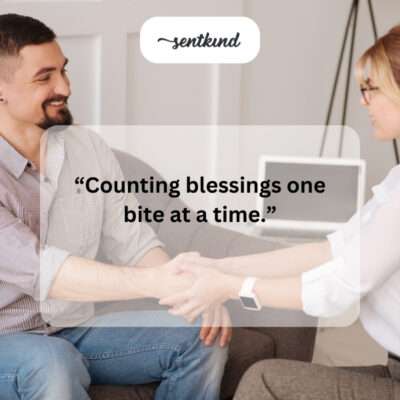 Counting blessings, enjoying the meal.