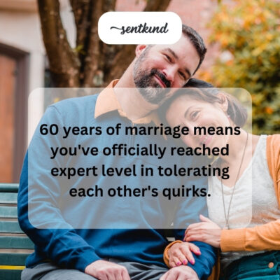 Humorously acknowledging tolerance in a long marriage.