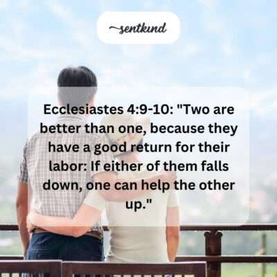 Two figures helping each other stand.
