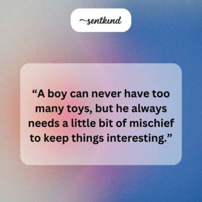 Text: Toys + a little mischief = fun.