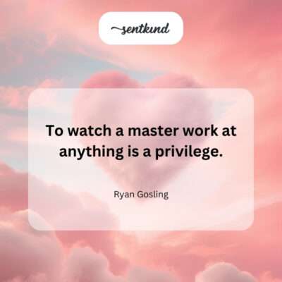 The privilege of witnessing mastery.