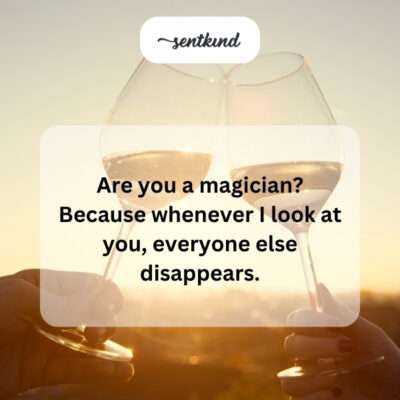 Comparing a crush's presence to a magic trick.