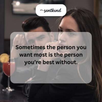 Realizing being better off without a desired person.
