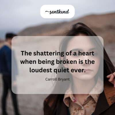 The paradox of intense internal pain felt silently after heartbreak.