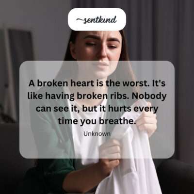 Invisible yet constant pain of heartbreak compared to physical injury.