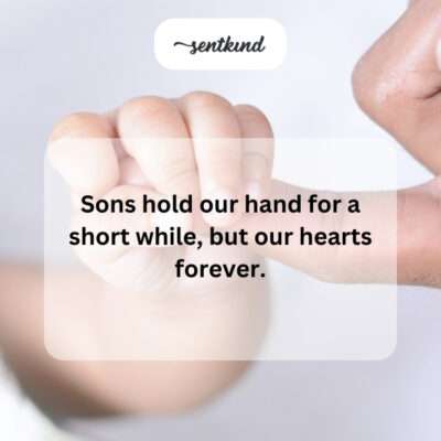 Son's hand briefly held, heart held forever.