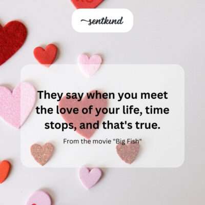 Time pausing upon meeting true love.