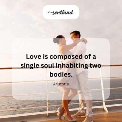 Aristotle's quote suggests love unites two individuals as one.