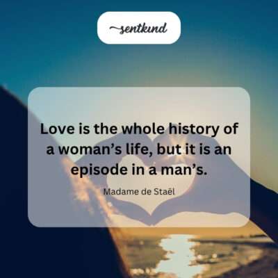 Love: a woman's life story, a man's chapter.