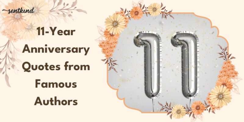 Silver 11 balloon with floral border for anniversary quote post