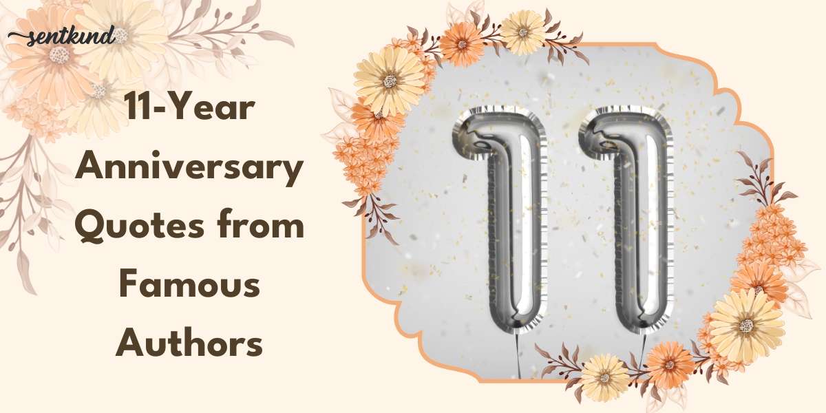 Silver 11 balloon with floral border for anniversary quote post