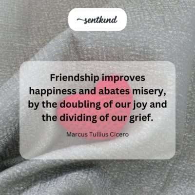 Two friends smiling and laughing together while linking arms in a park, illustrating shared joy.