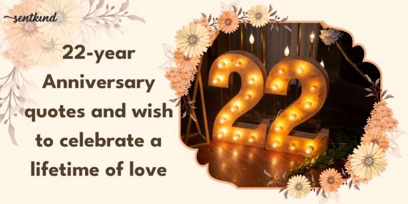 22-year anniversary celebration with glowing number lights and floral frame