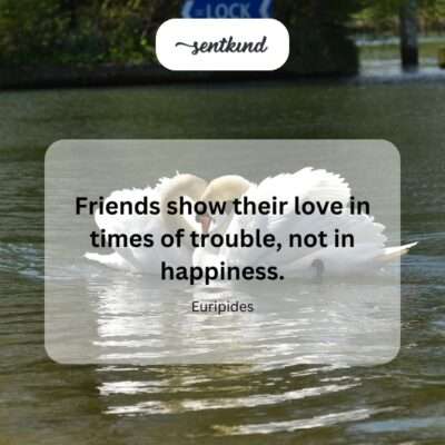 One friend offers a comforting hand to another friend who appears distressed, illustrating support during hardship.