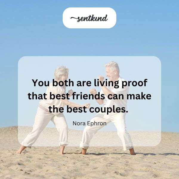 A happy couple embraces, symbolizing friendship turned romance.