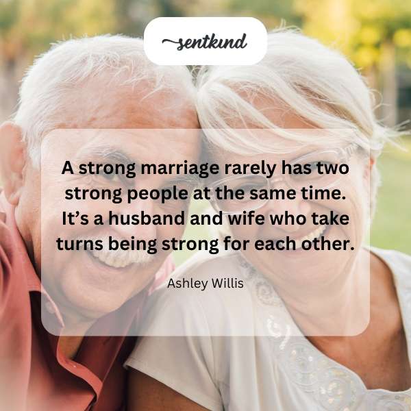A couple supporting each other symbolizes strength in marriage.