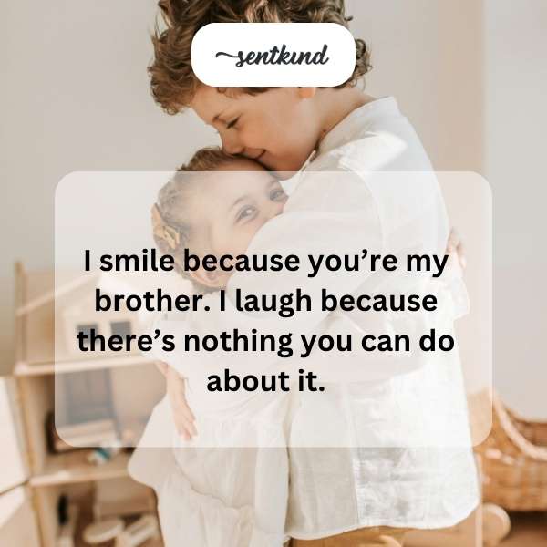 Two brothers are laughing and embracing each other warmly.