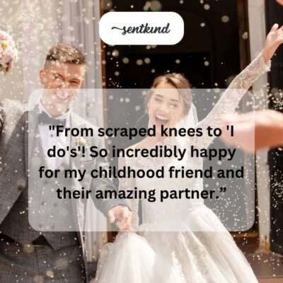 Childhood friends celebrating wedding.