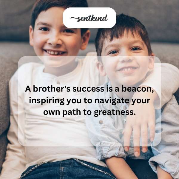A young man smiles, standing proudly next to his beaming older brother who holds a graduation diploma.
