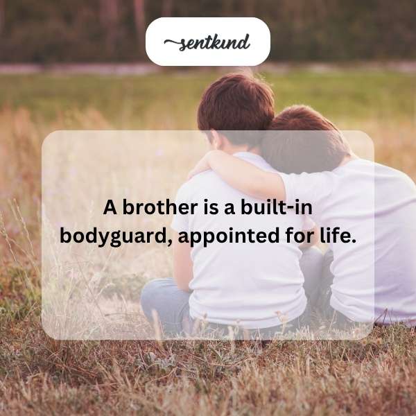 Two young brothers are walking side-by-side, suggesting a protective bond.