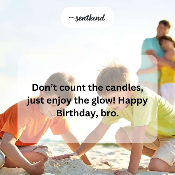A birthday cake with glowing candles is displayed.