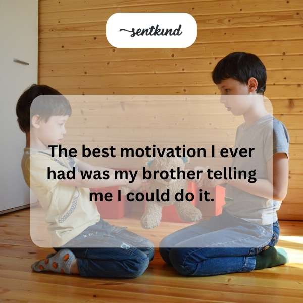 A young man smiles confidently while receiving encouragement from his brother.
