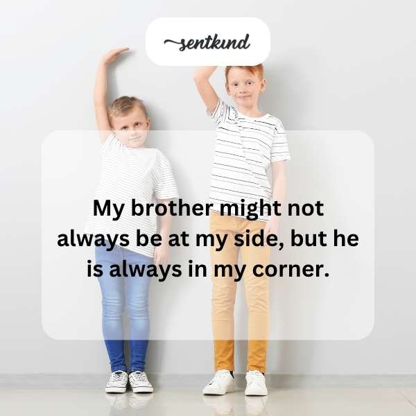 Two brothers are standing back to back, facing opposite directions, symbolizing support.