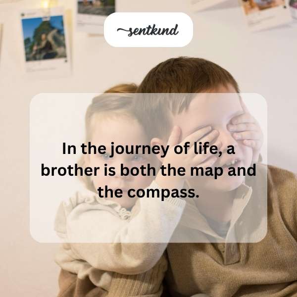 Two brothers are hiking together in a mountainous landscape.