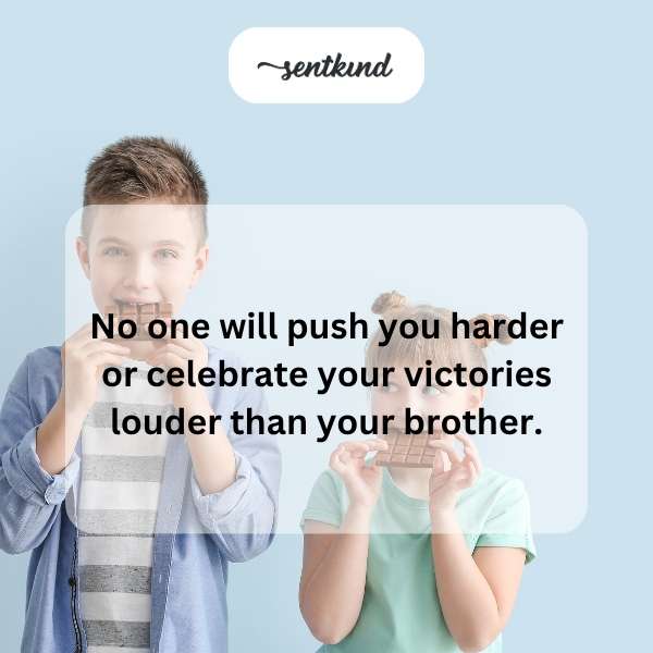 Two brothers, one younger and one older, are embracing with joy.