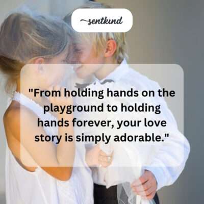 Childhood friends' hands morphing into a married couple's hands.