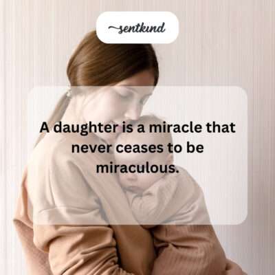 A daughter looking up with wide eyes.