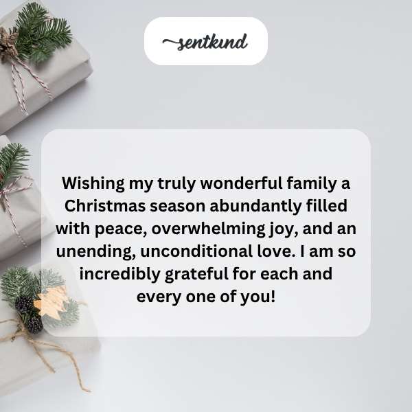 A family gathered around a Christmas tree, exchanging gifts and smiles.
