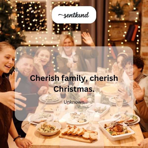 A group of family members are smiling together during Christmas.