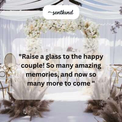 Friends toasting at a wedding.