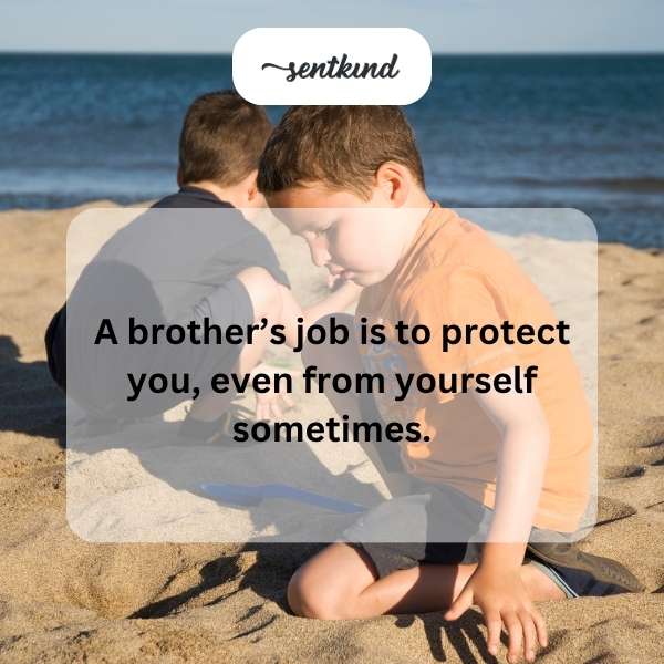 Two brothers are embracing affectionately, symbolizing a protective bond.