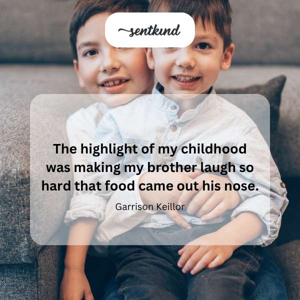 A child's mischievous joy is depicted through a simple illustration of a laughing face with food playfully coming out of its nose.