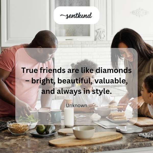 Diamond gemstones sparkle with brilliance, symbolizing enduring friendships.