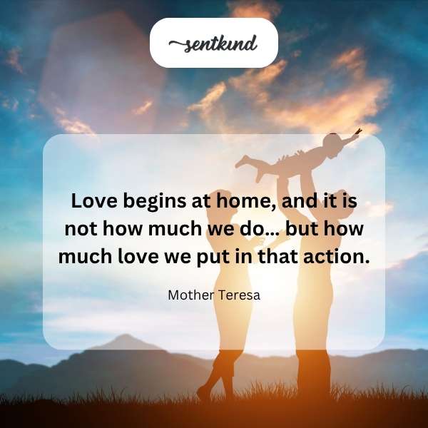 A family is embracing in front of their house, radiating warmth and affection.